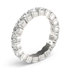 14k White Gold Moissanite Eternity Shared Prongs GTJ7005 round fo w 4 | Gerry The Jeweler