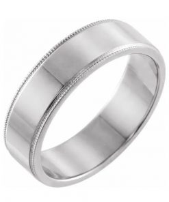 Man's 6mm Flat Milgrain Band in 10k White Gold #GTJ-MB-1007-w