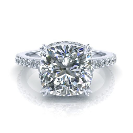 Cushion Cut Moissanite Under Halo Ring #GTJ3826-cushion-fo-w-set