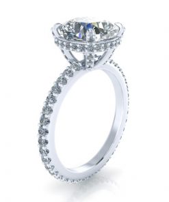 Alternative view of Cushion Cut Moissanite Under Halo Ring #GTJ3826-cushion-fo-w-set