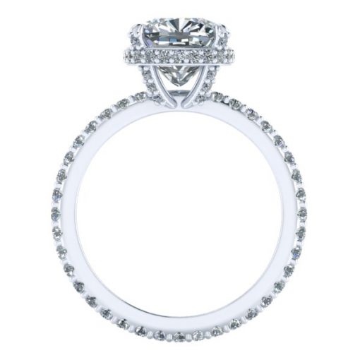 Cushion Cut Moissanite Under Halo Ring #GTJ3826-cushion-fo-w-set - Image 3