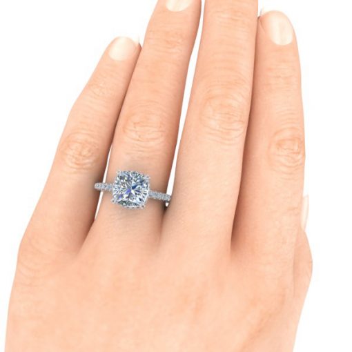 Cushion Cut Moissanite Under Halo Ring #GTJ3826-cushion-fo-w-set - Image 6