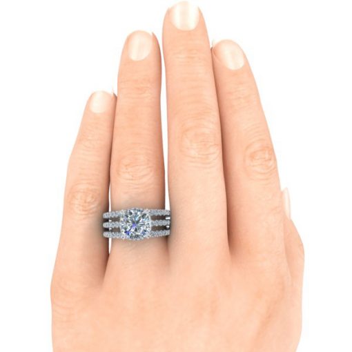Cushion Cut Moissanite Under Halo Ring #GTJ3826-cushion-fo-w-set - Image 9