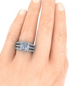 Cushion Cut Moissanite Under Halo Ring #GTJ3826-cushion-fo-w-set | Gerry The Jeweler Cushion Cut Moissanite Under Halo Ring #GTJ3826-cushion-fo-w-set - Image 10