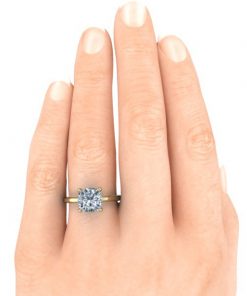 Cushion Cut Solitaire Moissanite Ring #GTJ3814-cushion-fo-y - Image 5