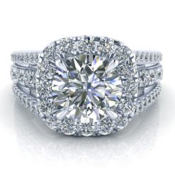 Custom Triple Split Shank Engagement Ring #GTJ3939-round-fo-w
