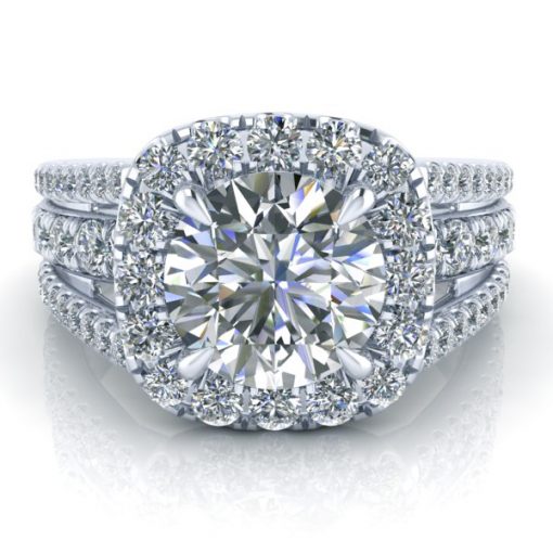 Custom Triple Split Shank Engagement Ring #GTJ3939-round-fo-w