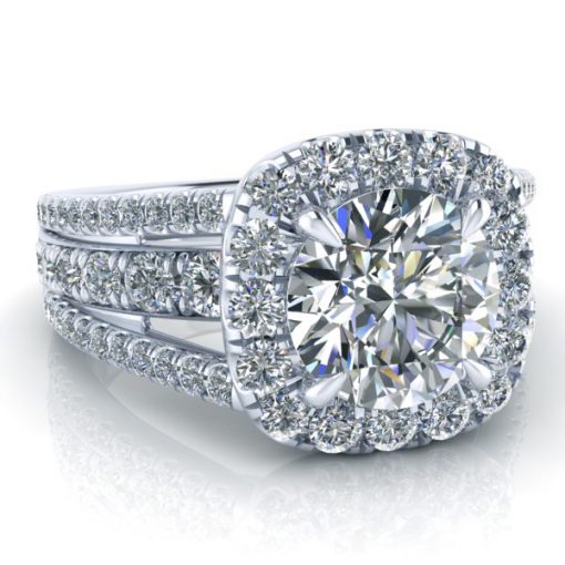 Triple Split Shank Engagement Ring #GTJ3939-round-fo-w - Image 2