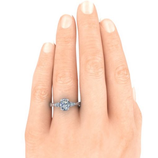 3 Stone Moissanite Engagement Ring #GTJ3752-oval-w-mod - Image 5