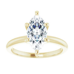 Solitaire Marquise Cut Moissanite Ring in 14k Yellow Gold with 6 Prongs