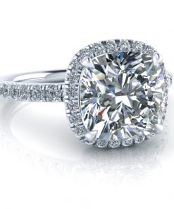 Cushion Cut Halo Moissanite Ring #GTJ3942-cushion-fo-14kw | Gerry The Jeweler Cushion Cut Halo Moissanite Ring #GTJ3942-cushion-fo-14kw - Image 4