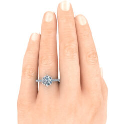 6 Prong Hidden Halo Engagement Ring Setting #GTJ3940-round-fo-w | Gerry The Jeweler 6 Prong Hidden Halo Engagement Ring Setting #GTJ3940-round-fo-w - Image 5