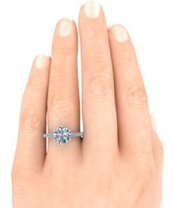 6 Prong Hidden Halo Engagement Ring Setting #GTJ3940-round-fo-w | Gerry The Jeweler 6 Prong Hidden Halo Engagement Ring Setting #GTJ3940-round-fo-w - Image 5