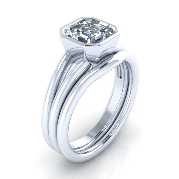Alternative view of Matching Wedding Band #GTJ1014-asscher-pwb-w