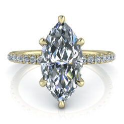 Marquise Cut 6 Prong Moissanite Ring with Accent Diamonds - Item #GTJ3805-marquise-fo-y