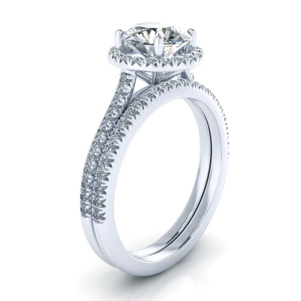 Alternative view of French Pavé Matching Diamond Wedding Ring #GTJ3697-round-dwb-w