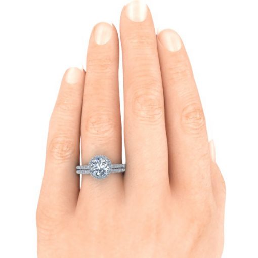 French Pavé Matching Diamond Wedding Ring #GTJ3697-round-dwb-w - Image 3