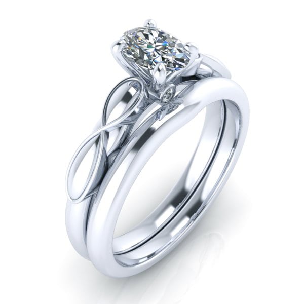 Alternative view of 14k White Gold Contour Wedding Band #GTJ1250-oval-pwb-w