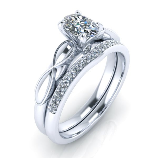 Alternative view of 14k White Gold Contour Wedding Band #GTJ1250-oval-dwb-w
