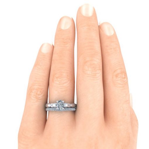 14k White Gold Contour Wedding Band #GTJ1250-oval-dwb-w - Image 3