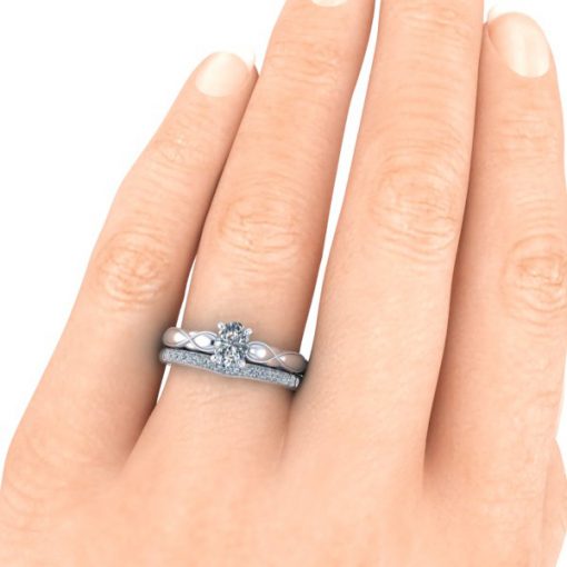 14k White Gold Contour Wedding Band #GTJ1250-oval-dwb-w - Image 4