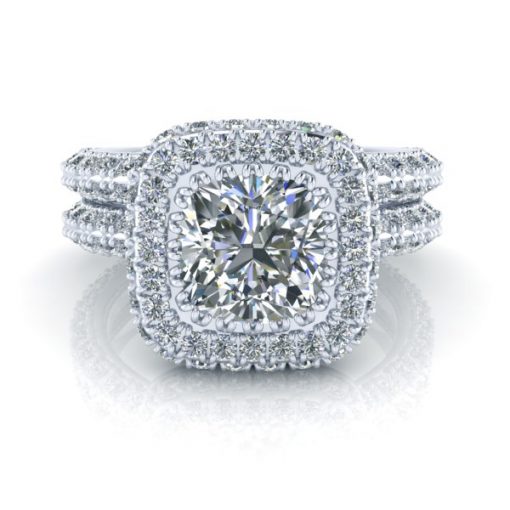 Cushion Cut Halo Moissanite Ring #GTJ3897-dwb-eter-w