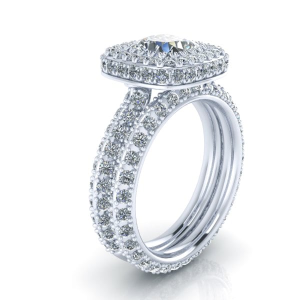 Alternative view of Cushion Cut Halo Moissanite Ring #GTJ3897-dwb-eter-w