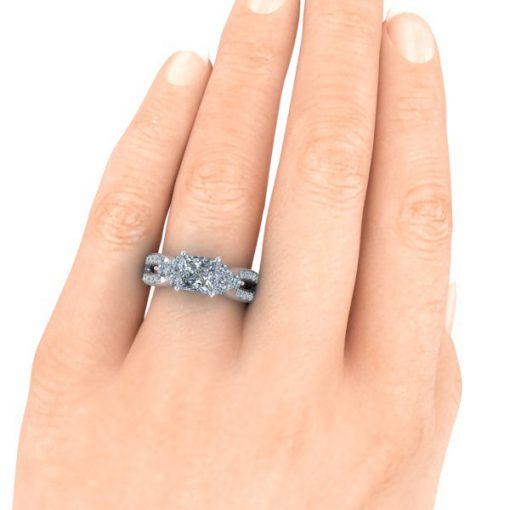 Custom Princess Cut Engagement Ring Setting #GTJ3943-princess-w - Image 6