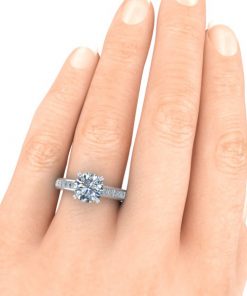 Channel Set Moissanite Engagement Ring #GTJ3948-round-fo-w - Image 6