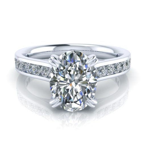 Oval Shaped Forever One Moissanite Engagement Ring #GTJ938-oval-fo-w-custm