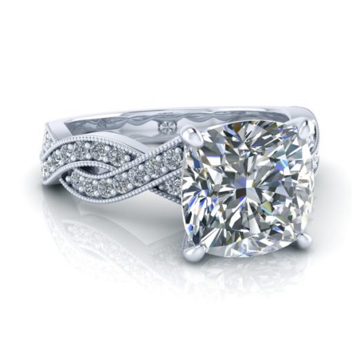 Braided Vintage Cushion Moissanite Ring #GTJ3667-cushion-fo-w - Image 4
