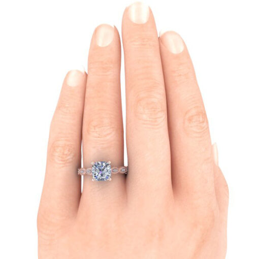 Vintage Cushion Cut Moissanite Ring #GTJ2012-cushion-fo-r - Image 5