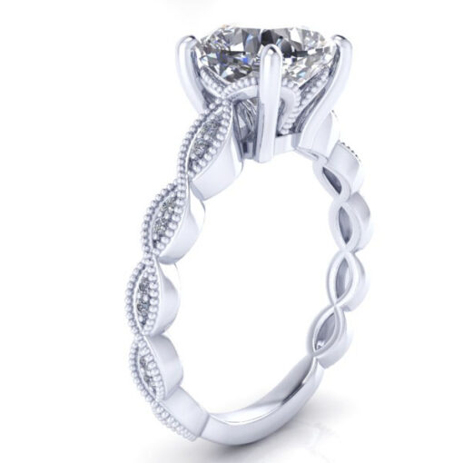 Cushion Cut Moissanite Vintage Engagement Ring #GTJ2012-cushion-fo-w - Image 2