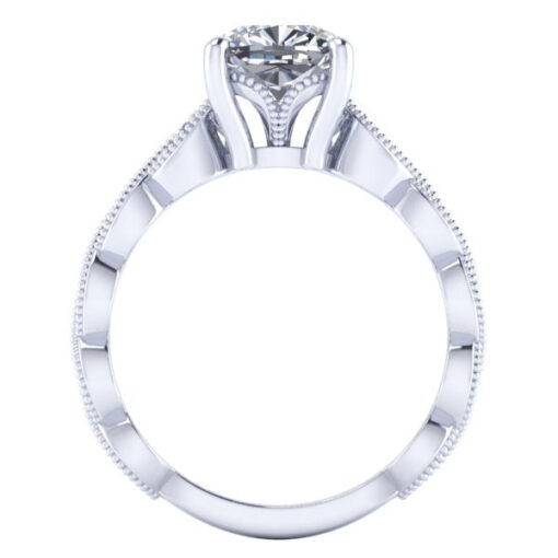 Cushion Cut Moissanite Vintage Engagement Ring #GTJ2012-cushion-fo-w - Image 3