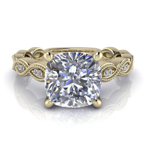 cushion cut vintage moissanite engagement ring #GTJ2012-cushion-fo-y