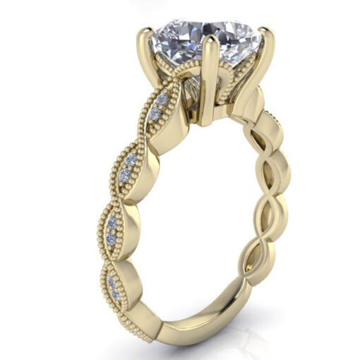 Vintage Cushion Cut Moissanite Ring #GTJ2012-cushion-fo-y - Image 2