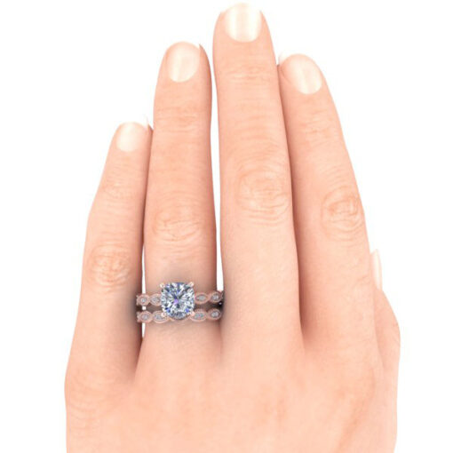 Vintage Cushion Cut Moissanite Ring #GTJ2012-cushion-fo-r - Image 9
