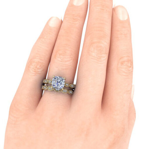 Vintage Cushion Cut Moissanite Ring #GTJ2012-cushion-fo-y - Image 10