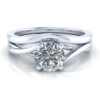 Matching Contour Wedding Band #GTJ3800-round-pwb-w White gold plain contour wedding ring laying with matching engagement solitaire ring.