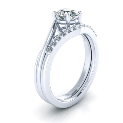 Matching Contour Diamond Wedding Ring #GTJ3800-round-dwb-w - Image 2
