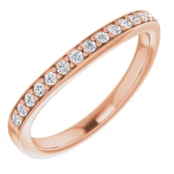 Contour diamond wedding band in 14k rose gold.
