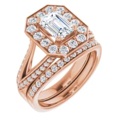 Matching contour rose gold diamond wedding band.