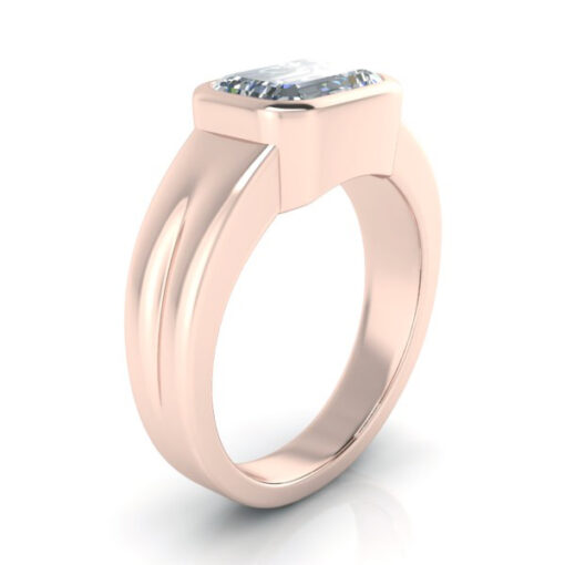 East West Bezel Set Emerald Cut Ring #GTJ3889-emerald-fo-r - Image 2