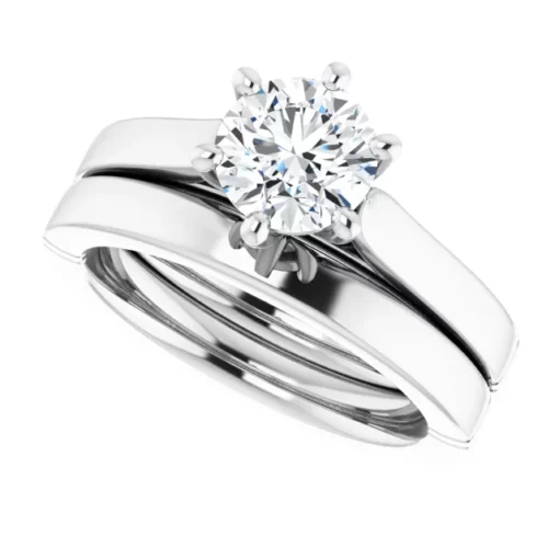 Matching 18k White Gold Wedding Band #GTJ1097-round-pwb-18w - Image 4