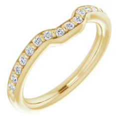 Matching contour diamond wedding band in yellow gold - Style #GTJ1077-emerald-dwb-y