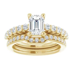 Matching Contour Wedding Band #GTJ1077-emerald-dwb-y | Gerry The Jeweler GTJ1077 emerald set y 2 | Gerry The Jeweler