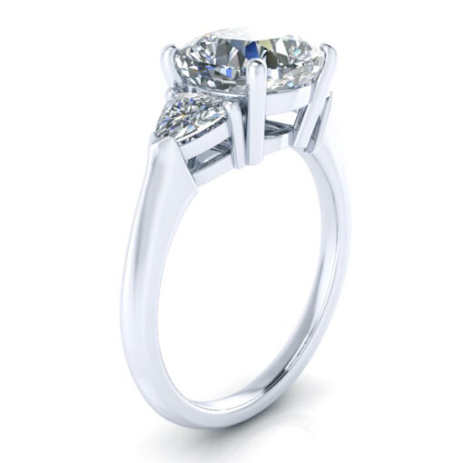 Cushion and Trillion Cut Three Stone Ring #GTJ3883-cushion-fo-14w - Image 2
