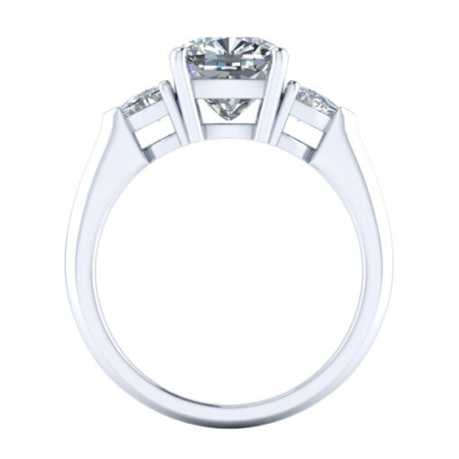 Cushion and Trillion Cut Three Stone Ring #GTJ3883-cushion-fo-14w - Image 3