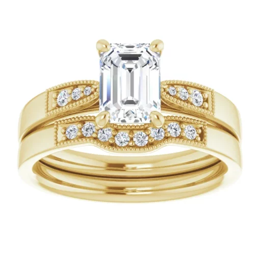 Vintage Diamond Contour Wedding Ring #GTJ1033-emerald-dwb-y - Image 3