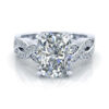 Braided Oval Moissanite Engagement Ring - Style GTJ3956-cushion-14kw Braided oval engagement ring with accent diamonds in white gold and platinum.